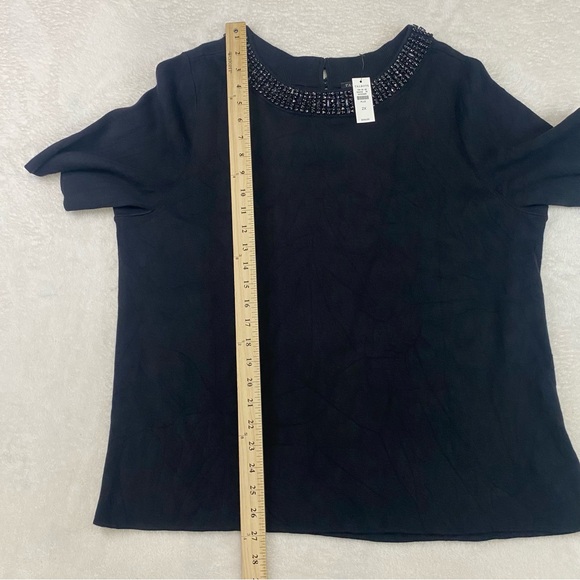 Talbots Sweater Womens Plus 2X Black Pullover Top Knit Short Sleeve Beaded Neck - Picture 10 of 11